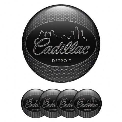 Cadillac Wheel Emblem for Center Caps Dark Mesh Black Detroit Outline