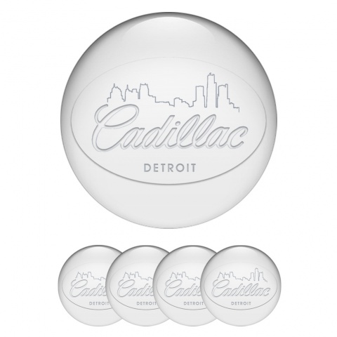 Cadillac Emblem for Wheel Center Caps Pearl White Detroit Outline