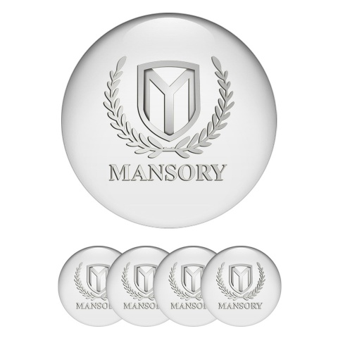 Mansory Wheel Stickers for Center Caps White Silver Logo Edition