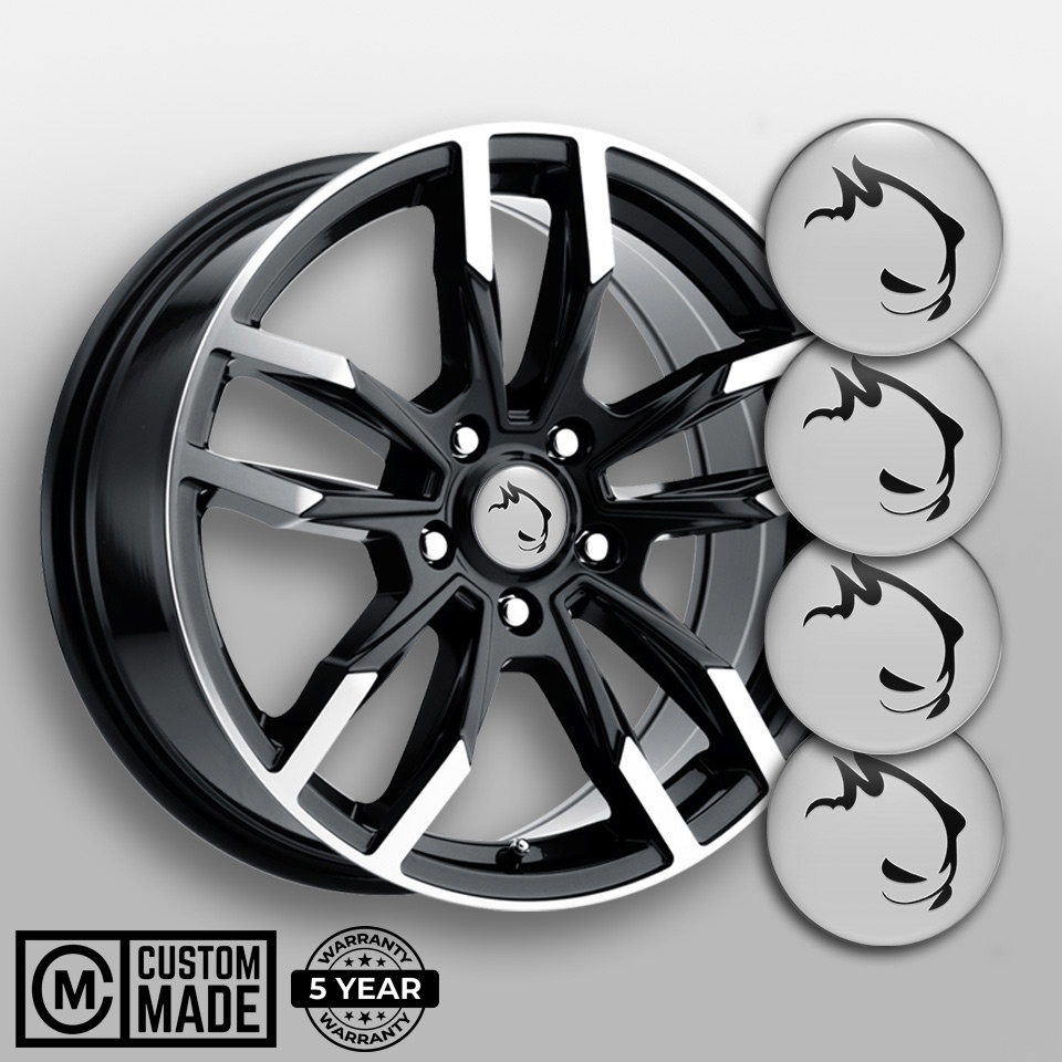 Vw Gti Wheel Stickers For Center Caps Grey Base Black Monster Design