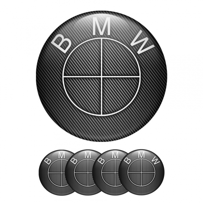 BMW Domed Stickers Wheel Center Cap Carbon Edition