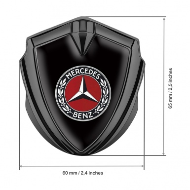 Mercedes Benz Metal Emblem Self Adhesive Graphite Black Red Laurel Circle