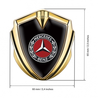 Mercedes Benz Metal Emblem Self Adhesive Gold Black Red Laurel Circle