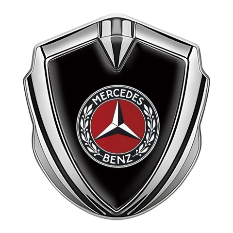 Mercedes Benz Metal Emblem Self Adhesive Silver Black Red Laurel Circle