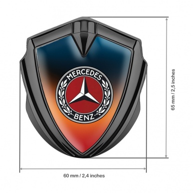 Mercedes Benz 3D Car Metal Domed Emblem Graphite Color Gradient Red Ring