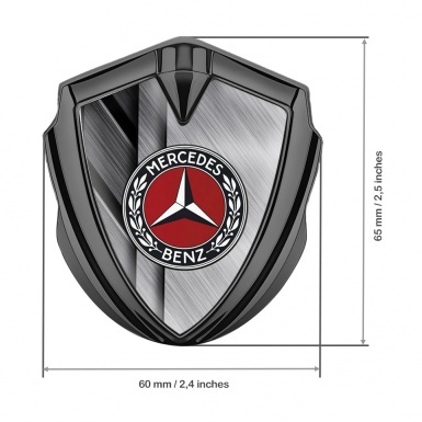 Mercedes Benz 3D Car Metal Domed Emblem Graphite Crossed Plates Red Ring