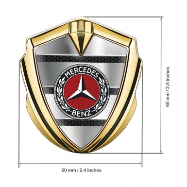 Mercedes Benz Bodyside Badge Self Adhesive Gold Hex Base Metal Slabs