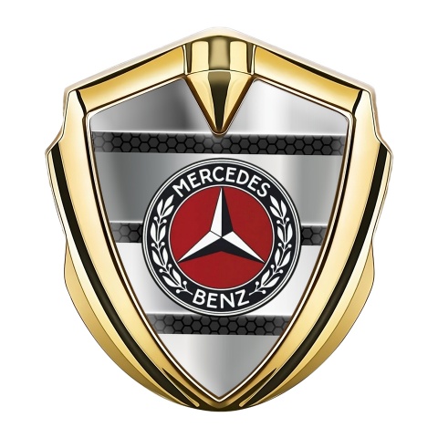 Mercedes Benz Bodyside Badge Self Adhesive Gold Hex Base Metal Slabs