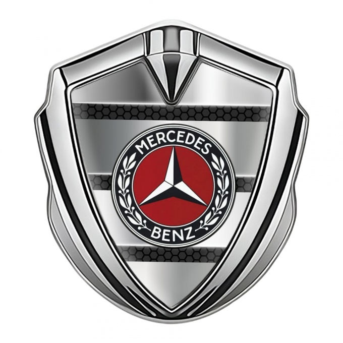 Mercedes Benz Bodyside Badge Self Adhesive Silver Hex Base Metal Slabs