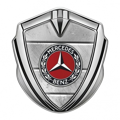 Mercedes Benz Tuning Emblem Self Adhesive Silver Stone Slabs Circle Logo