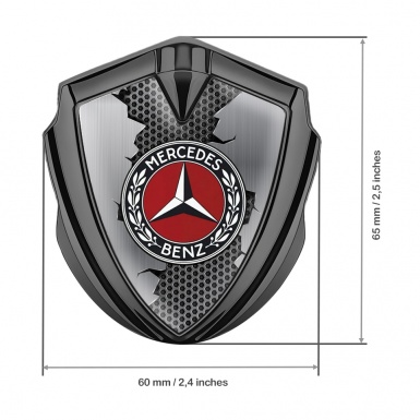 Mercedes Benz Fender Metal Domed Emblem Graphite Torn Hex Circle Logo