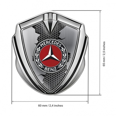 Mercedes Benz Fender Metal Domed Emblem Silver Torn Hex Circle Logo