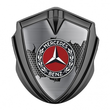 Mercedes Benz Trunk Emblem Badge Graphite Cracked Metal Hex Oval Laurel