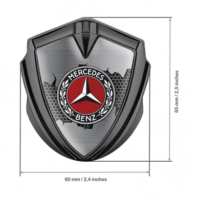 Mercedes Benz Trunk Emblem Badge Graphite Cracked Metal Hex Oval Laurel