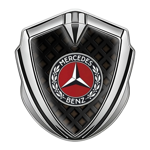 Mercedes Benz Trunk Metal Emblem Badge Silver Grate Foundation Ring Logo