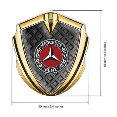 Mercedes Benz Self Adhesive Bodyside Emblem Gold Waffle Effect Red Ring