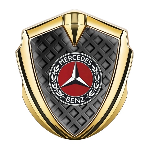 Mercedes Benz Self Adhesive Bodyside Emblem Gold Waffle Effect Red Ring