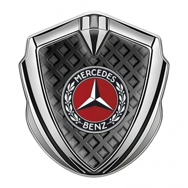 Mercedes Benz Self Adhesive Bodyside Emblem Silver Waffle Effect Red Ring