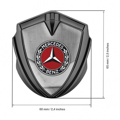 Mercedes Benz Metal Emblem Self Adhesive Graphite Rough Alloy Red Laurel Ring