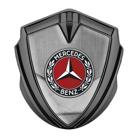 Mercedes Benz Metal Emblem Self Adhesive Graphite Rough Alloy Red Laurel Ring