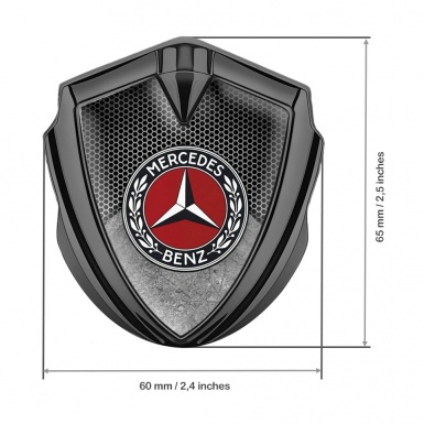 Mercedes Benz Bodyside Domed Emblem Graphite Dark Hexagon Red Ring Logo