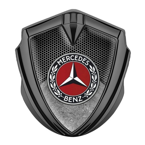 Mercedes Benz Bodyside Domed Emblem Graphite Dark Hexagon Red Ring Logo