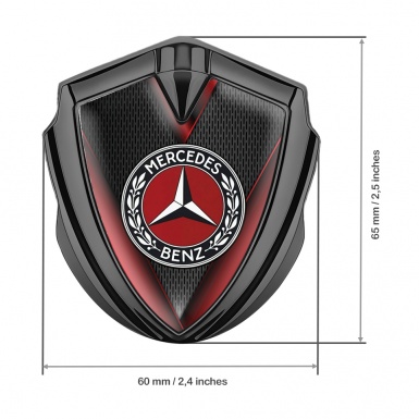 Mercedes Benz Bodyside Badge Self Adhesive Graphite Red Detail Ring Logo