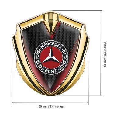 Mercedes Benz Bodyside Badge Self Adhesive Gold Red Detail Ring Logo