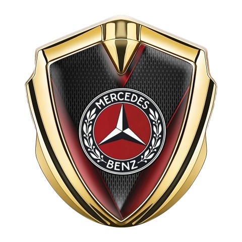 Mercedes Benz Bodyside Badge Self Adhesive Gold Red Detail Ring Logo