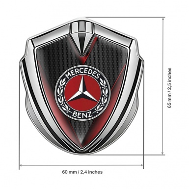 Mercedes Benz Bodyside Badge Self Adhesive Silver Red Detail Ring Logo