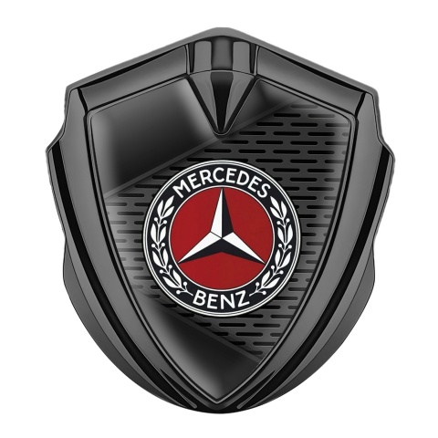 Mercedes Benz Tuning Emblem Self Adhesive Graphite Blades Effect Red Logo