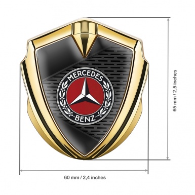 Mercedes Benz Tuning Emblem Self Adhesive Gold Blades Effect Red Logo