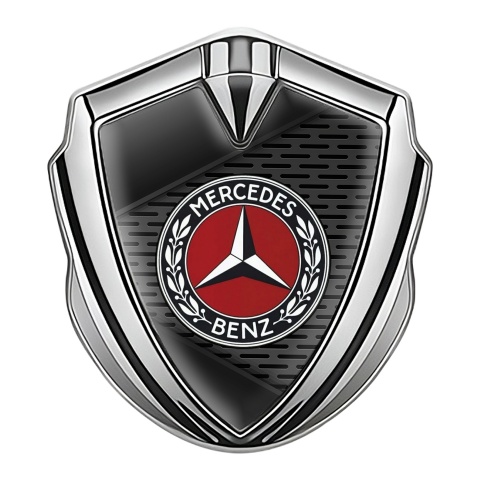 Mercedes Benz Tuning Emblem Self Adhesive Silver Blades Effect Red Logo