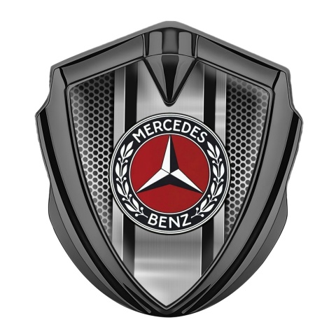 Mercedes Benz Fender Emblem Badge Graphite Center Metal Pilon Laurel Ring