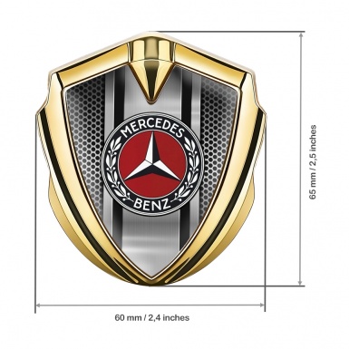 Mercedes Benz Fender Emblem Badge Gold Center Metal Pilon Laurel Ring