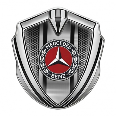 Mercedes Benz Fender Emblem Badge Silver Center Metal Pilon Laurel Ring