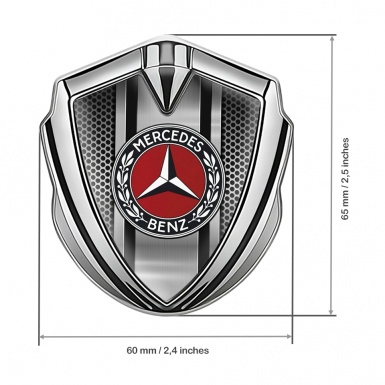 Mercedes Benz Fender Emblem Badge Silver Center Metal Pilon Laurel Ring