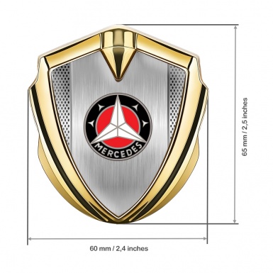 Mercedes Trunk Emblem Badge Gold Light Mesh Red Circle Edition