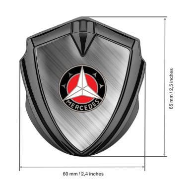 Mercedes Trunk Metal Emblem Badge Graphite Coated Alloy Red Circle Design