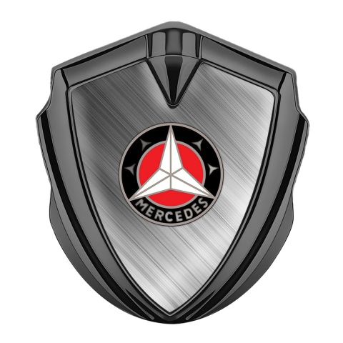 Mercedes Trunk Metal Emblem Badge Graphite Coated Alloy Red Circle Design