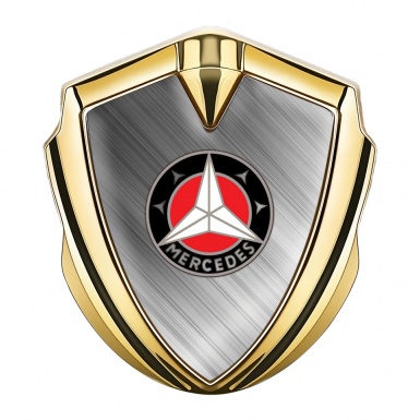 Mercedes Trunk Metal Emblem Badge Gold Coated Alloy Red Circle Design