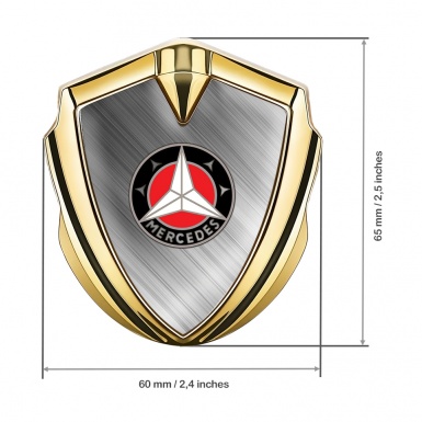 Mercedes Trunk Metal Emblem Badge Gold Coated Alloy Red Circle Design