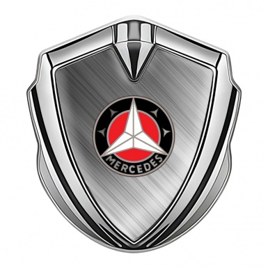 Mercedes Trunk Metal Emblem Badge Silver Coated Alloy Red Circle Design