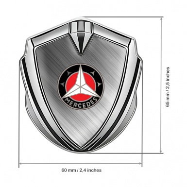 Mercedes Trunk Metal Emblem Badge Silver Coated Alloy Red Circle Design