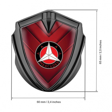 Mercedes 3D Car Metal Domed Emblem Graphite V Shape Red Hex Plates 