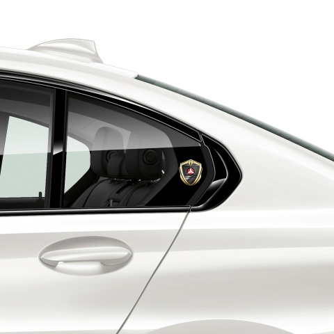 Mercedes Bodyside Badge Self Adhesive Gold Grey Base Circle Edition