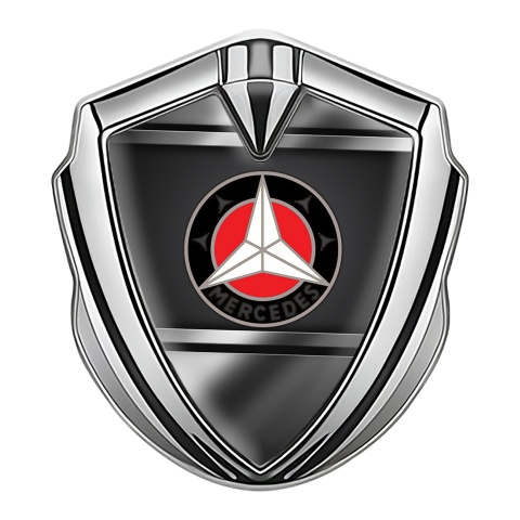 Mercedes Bodyside Badge Self Adhesive Silver Grey Base Circle Edition