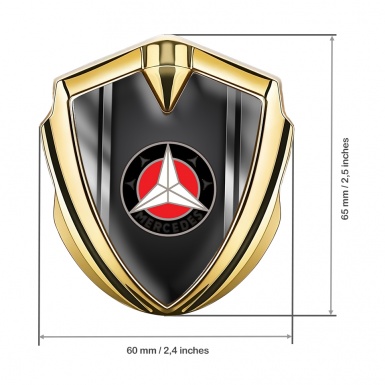 Mercedes Tuning Emblem Self Adhesive Gold Grey Metal Borders White Star