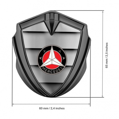 Mercedes Fender Metal Domed Emblem Graphite Red Circle Star Logo Design