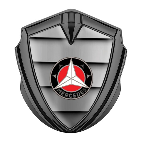 Mercedes Fender Metal Domed Emblem Graphite Red Circle Star Logo Design